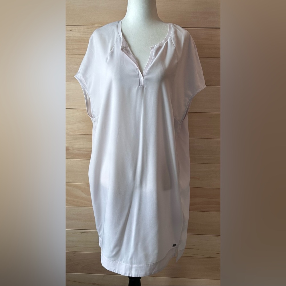 NWT- Monk & Lou Size medium, light pink short sleeve tunic dress or long shirt